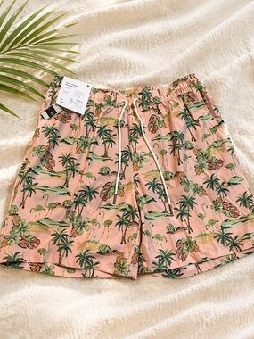 NWT Goodfellow & Co Men’s Swim Trunks Medium 7” Inseam Tropical Flamingo Pink